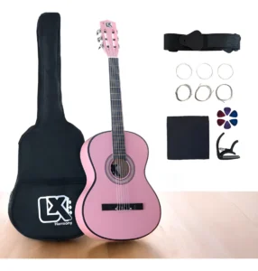 Violão Clássico Acústico 38 Cor Rosa Kit Completo É Bom