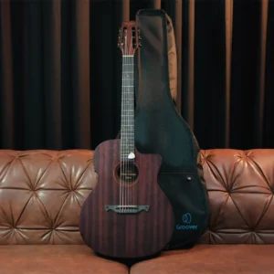 Kit Violão Tagima Vegas Dark Mahogany Open Pore Satin Cordas De Nylon Eletroacústico Afinador Embutido Acabamento Fosco Palheta E Bag Groover
