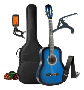Kit Violão Acústico Bravo An100 Iniciante Nylon Completo Cor Bb Blue Burst É Bom