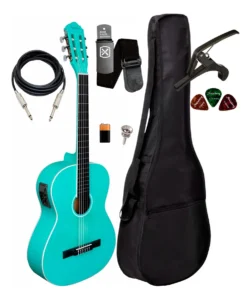 Violão Eletroacústico Giannini N-14 Eq Náilon C/ Capa E Kit Cor Azul-celeste Material Do Diapasão Bordo Orientação Da Mão Destro É Bom